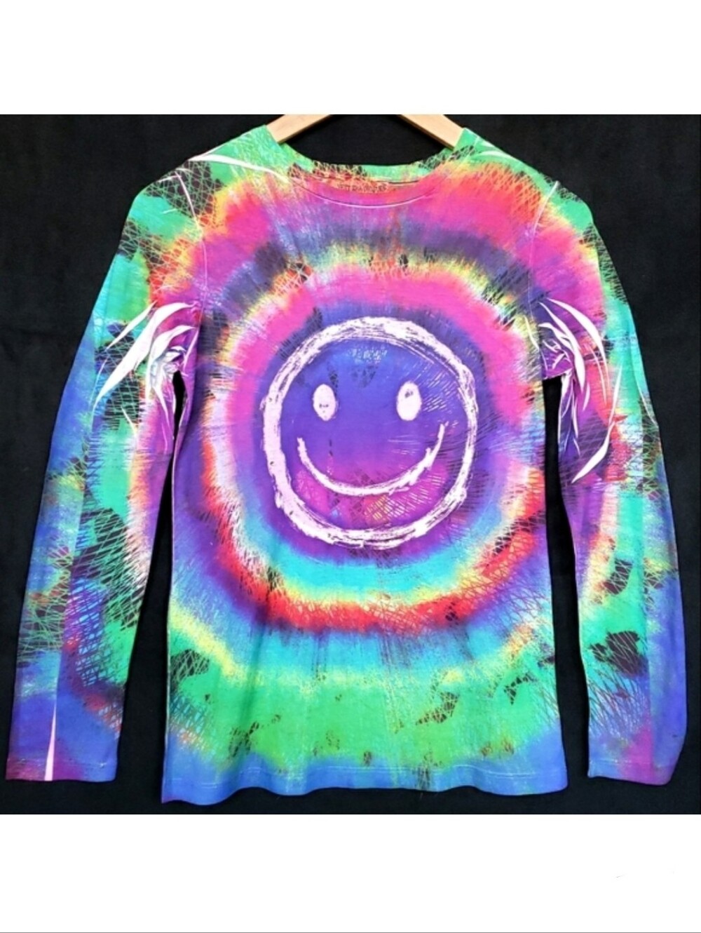 Happy Face Tie Dye Long Sleeve T-shirt
